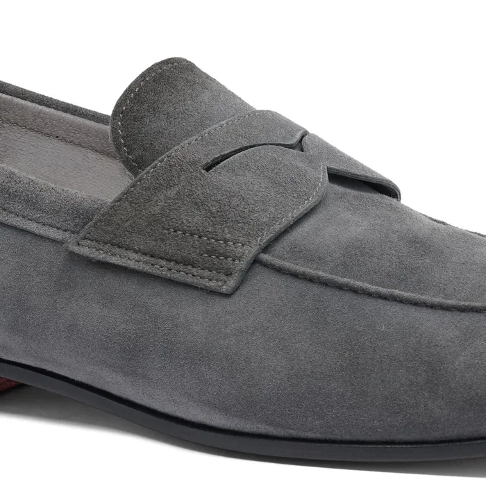 Men Grey Suede Carlo Loafer Santoni Loafers