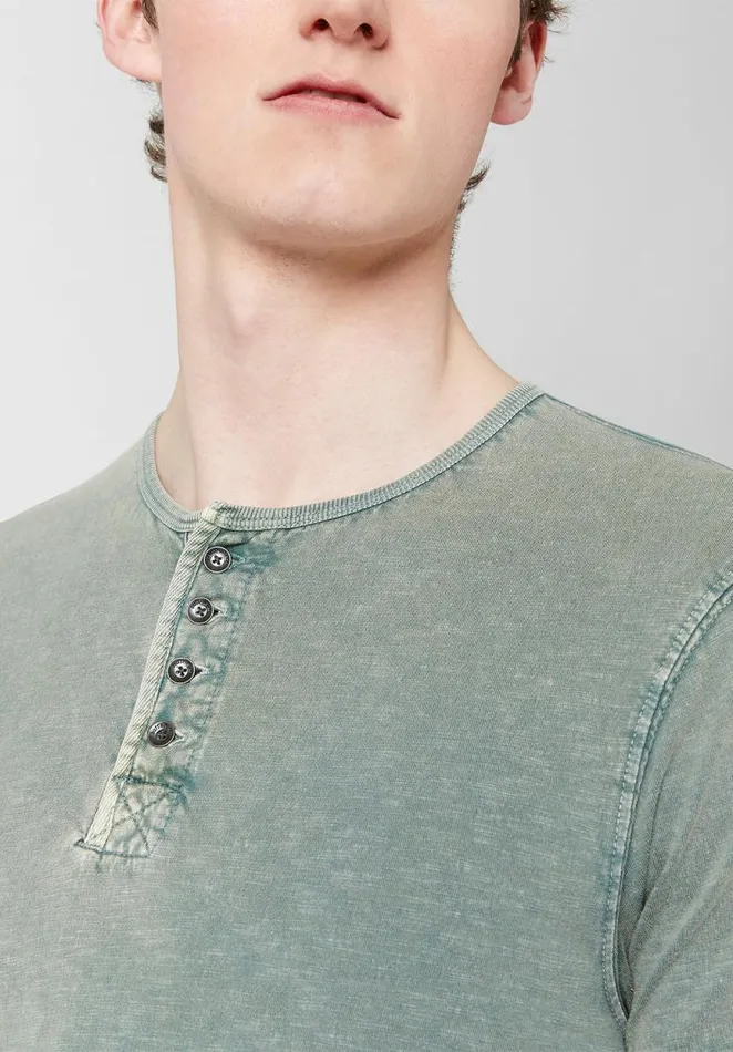 Men Henley Kipare Acid Wash TShirt Oil Green Buffalo David Bitton Tops and Tees
