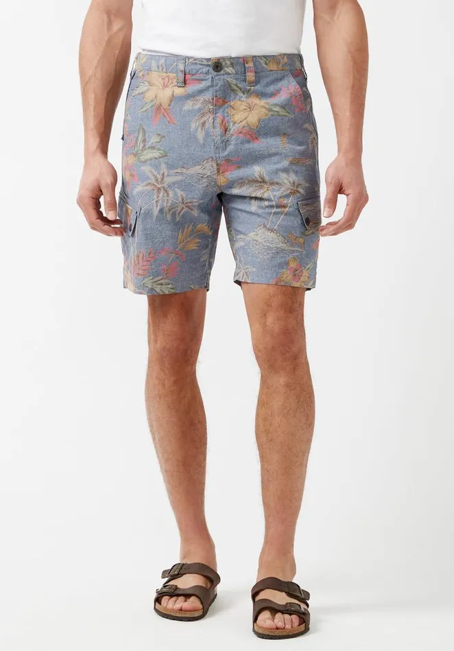 Men Hosam Chambray Floral Shorts Mirage Buffalo David Bitton Shorts