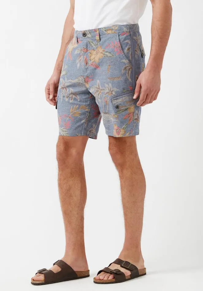 Men Hosam Chambray Floral Shorts Mirage Buffalo David Bitton Shorts