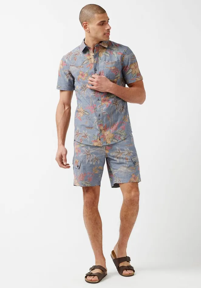 Men Hosam Chambray Floral Shorts Mirage Buffalo David Bitton Shorts
