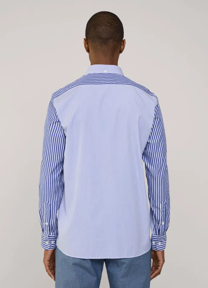 Men Iconic Shirts Faonnable Regular Fit Striped Shirt Naval Blue