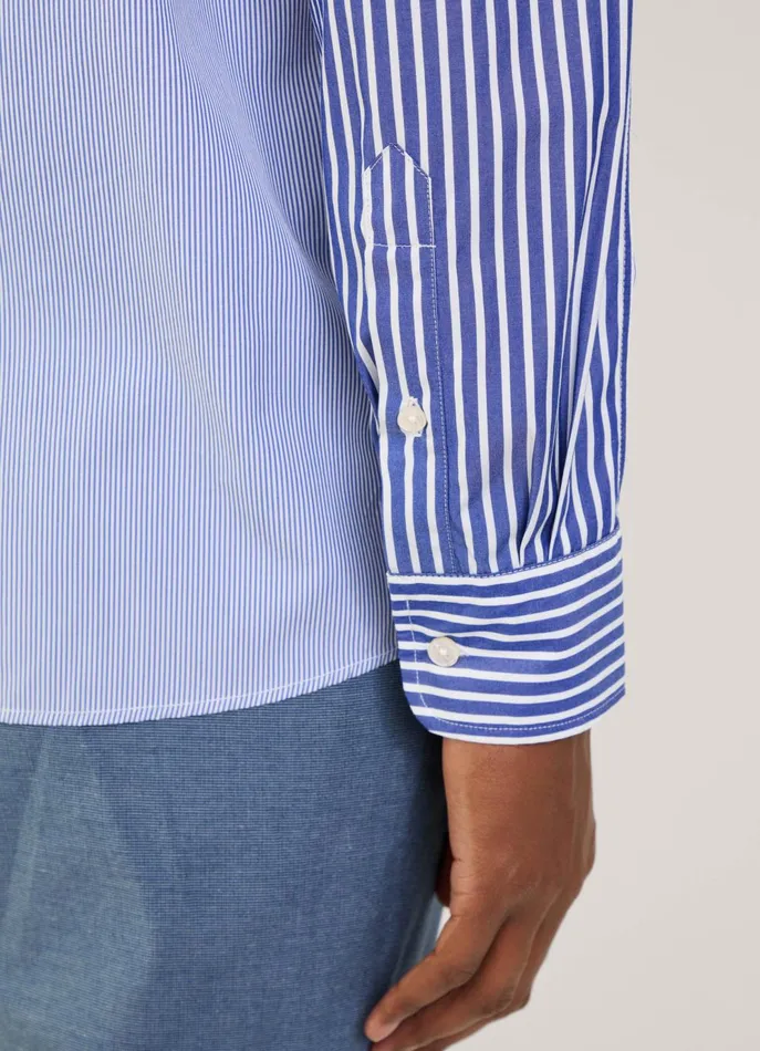 Men Iconic Shirts Faonnable Regular Fit Striped Shirt Naval Blue