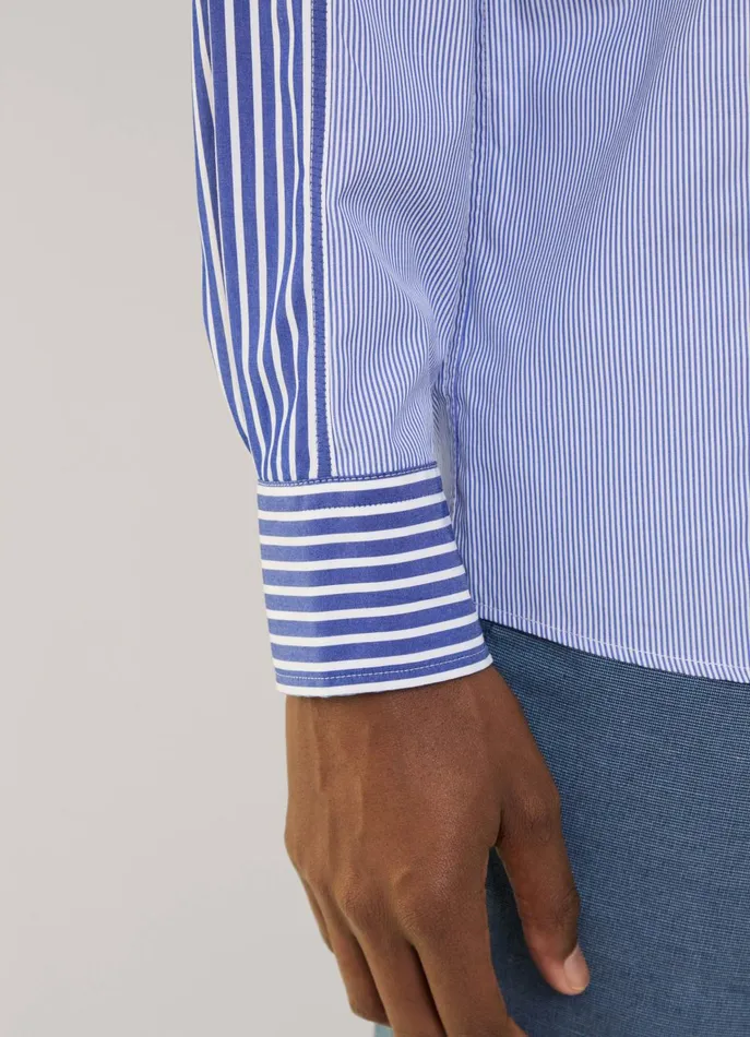 Men Iconic Shirts Faonnable Regular Fit Striped Shirt Naval Blue