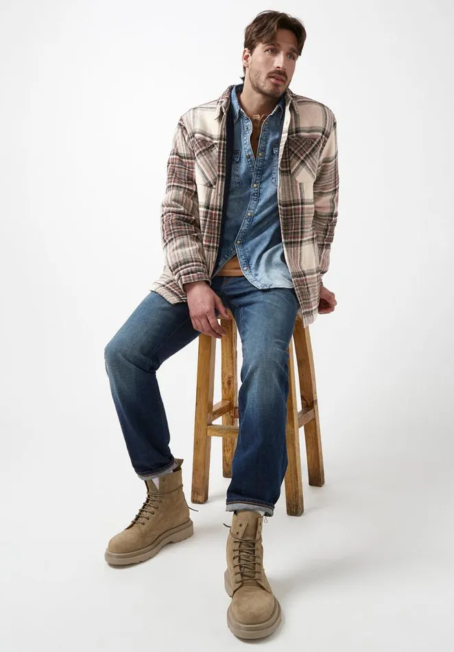 Men Jorum Light Brown Mens Shirt Jacket Lion Buffalo David Bitton Jackets