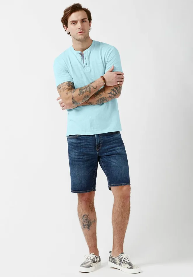 Men Karimo Sky Blue ShortSleeve Mens Top Sky Blue Buffalo David Bitton Tops and Tees