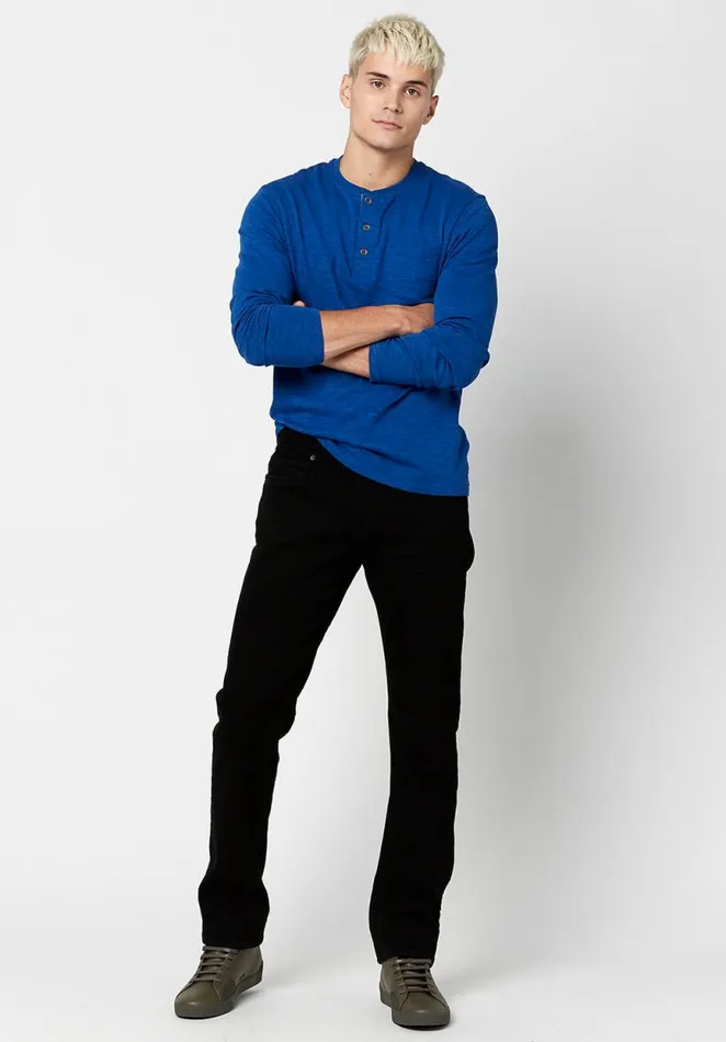 Men Kirock Henley Shirt Black Buffalo David Bitton Sweaters