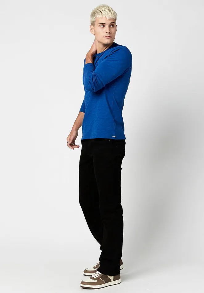 Men Kirock Henley Shirt Black Buffalo David Bitton Sweaters