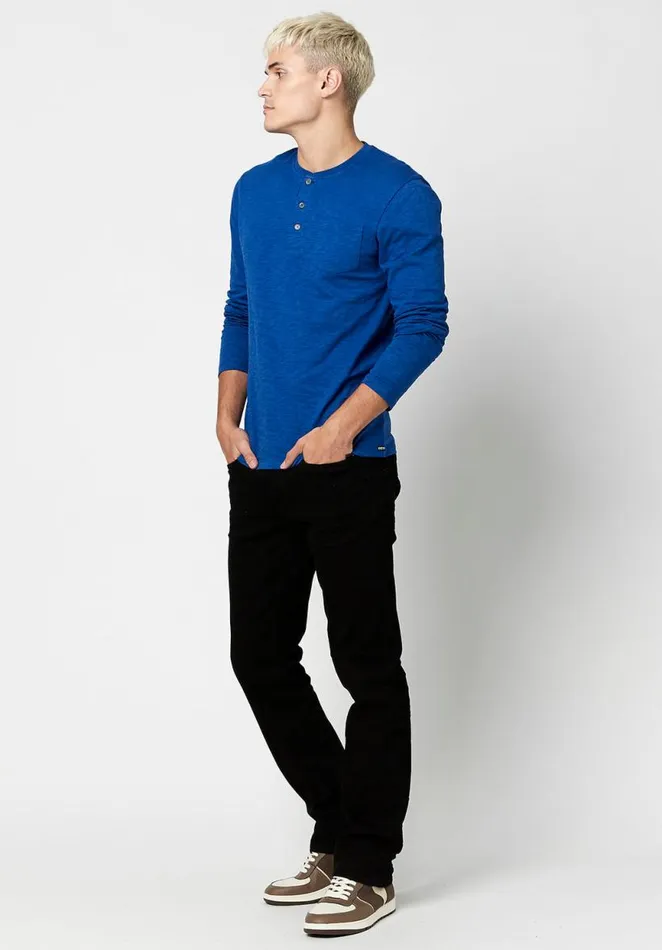 Men Kirock Henley Shirt Black Buffalo David Bitton Sweaters