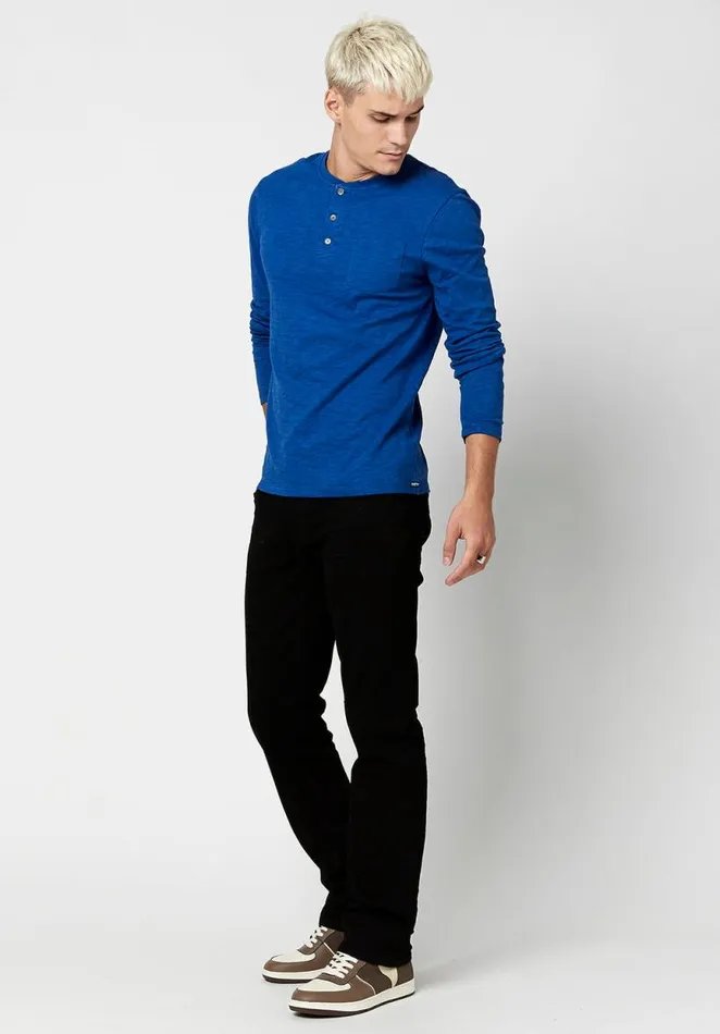 Men Kirock Henley Shirt Black Buffalo David Bitton Sweaters