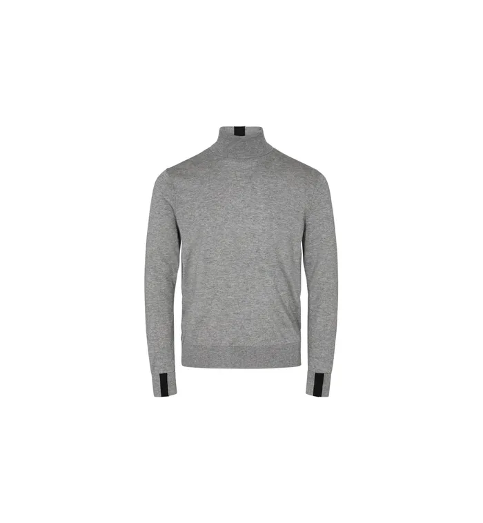 Men Knits MOS MOSH MMGAdam Supima Rollneck Knit Grey Melange