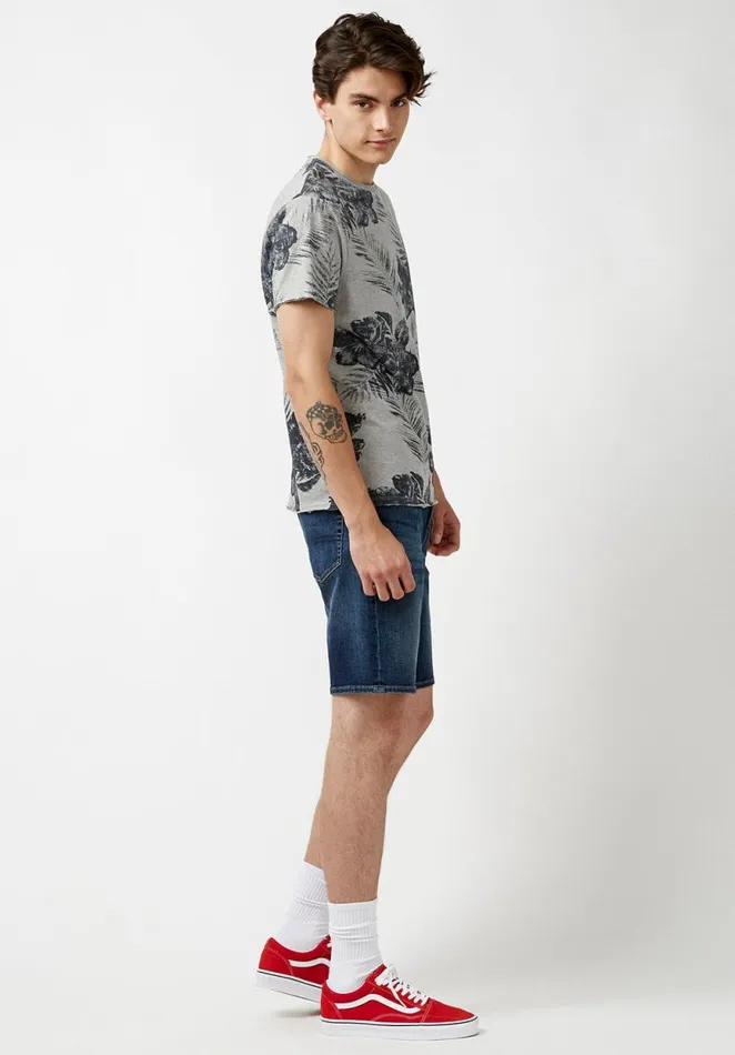 Men Kushot Hibiscus Print TShirt Midnight Blue Buffalo David Bitton Tops and Tees
