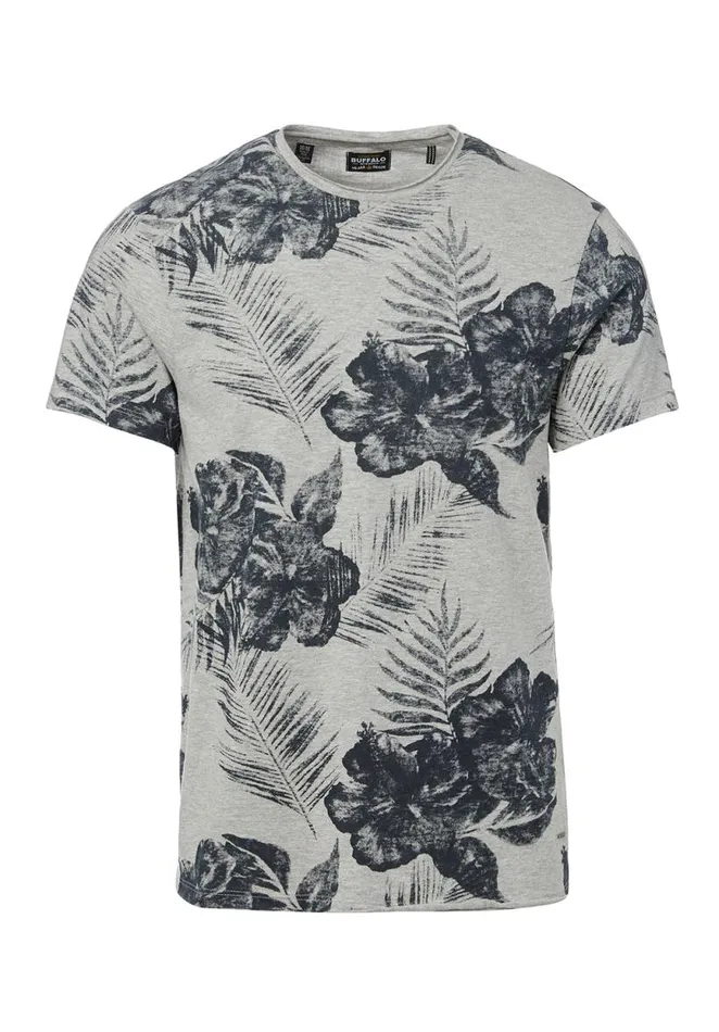 Men Kushot Hibiscus Print TShirt Midnight Blue Buffalo David Bitton Tops and Tees