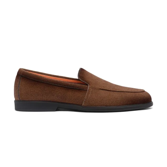 Men Light Brown Suede Loafer Santoni Loafers