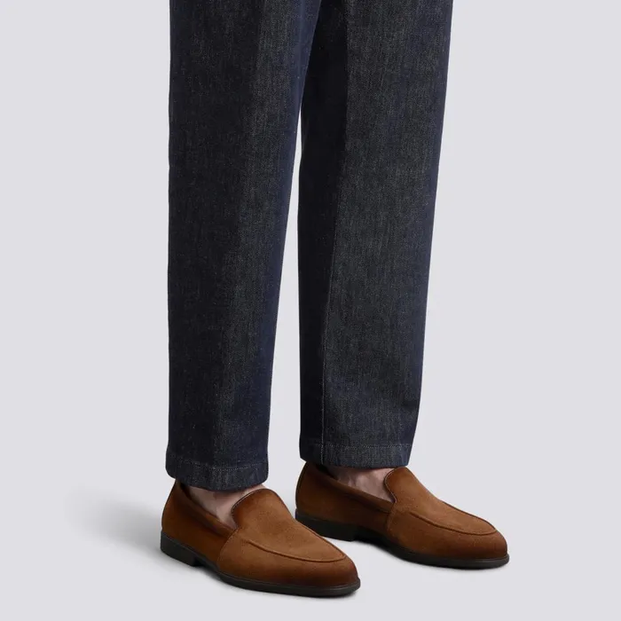 Men Light Brown Suede Loafer Santoni Loafers