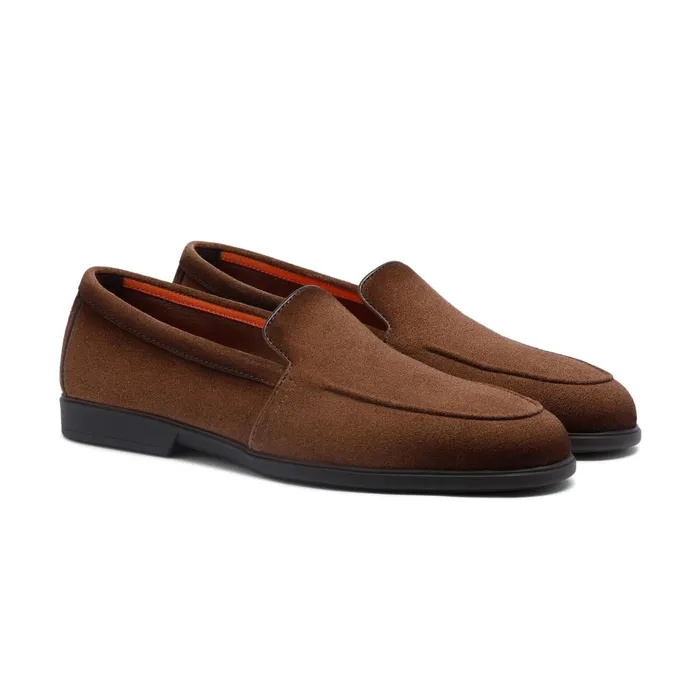 Men Light Brown Suede Loafer Santoni Loafers