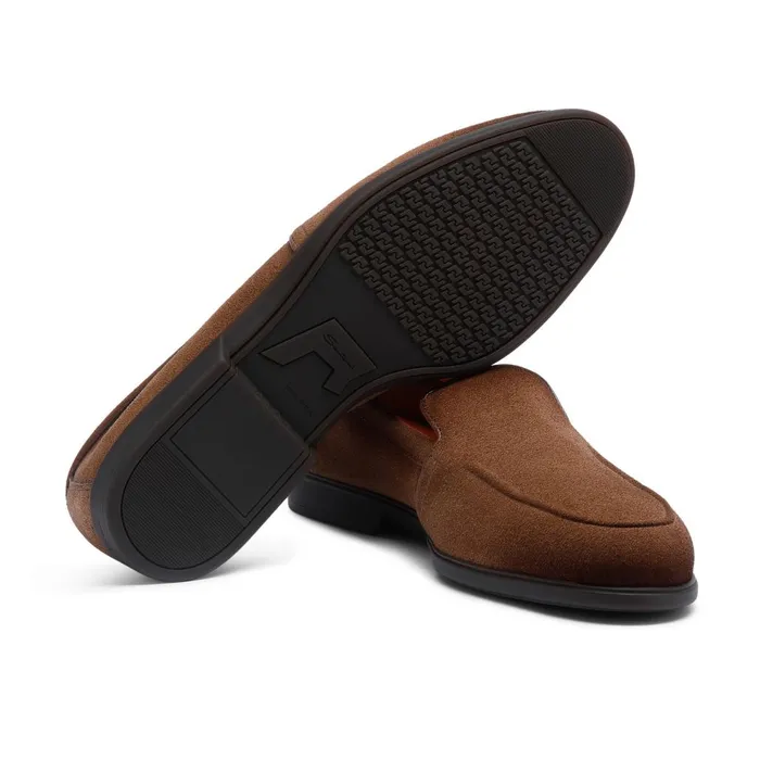 Men Light Brown Suede Loafer Santoni Loafers
