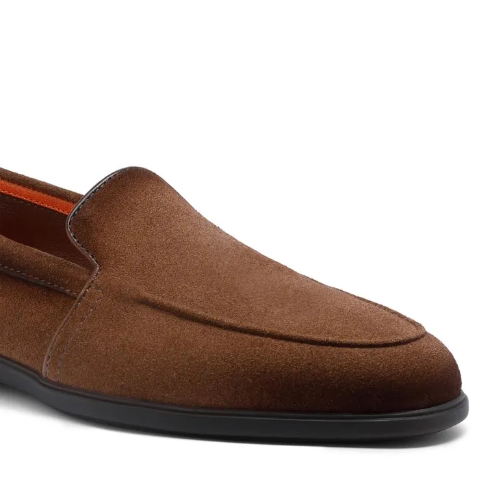Men Light Brown Suede Loafer Santoni Loafers