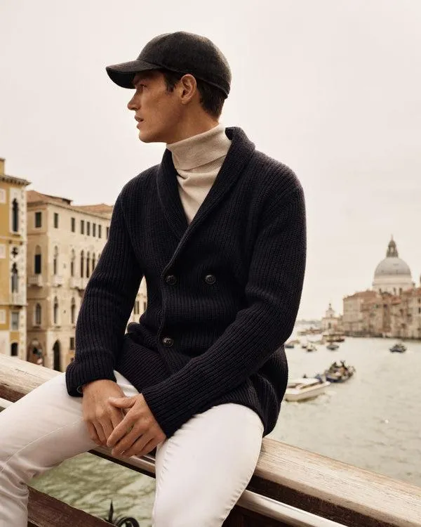 Men Men039s Double Breasted Cashmere CardiganIn Navy Blue Navy Blue NPeal Cardigans