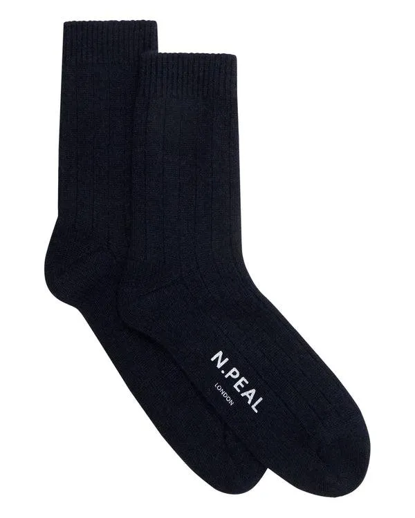 Men Men039s Rib Cashmere House SocksIn Navy Blue Navy Blue NPeal Socks