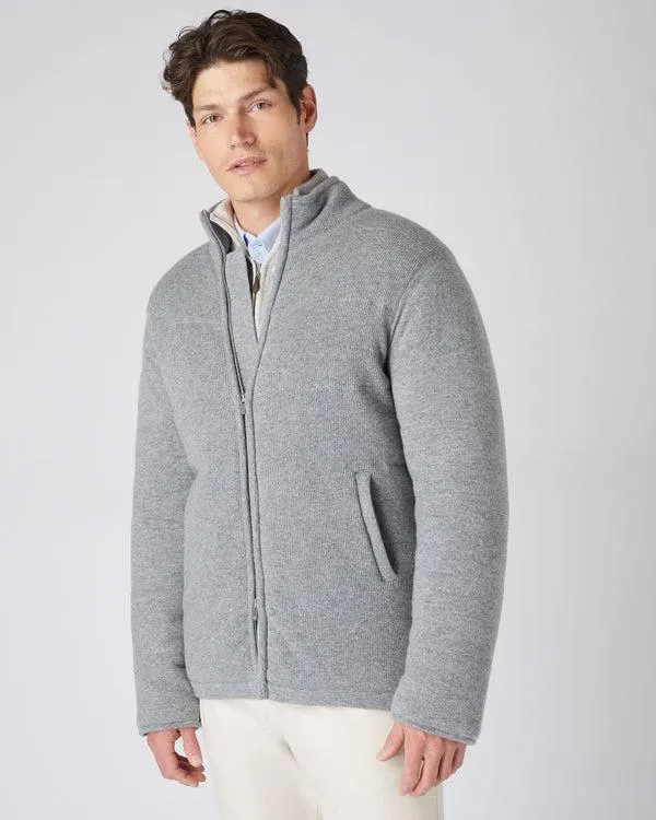 Men Men039s Rib Padded Cashmere JacketIn Flannel Grey Flannel Grey NPeal Coats and Jackets