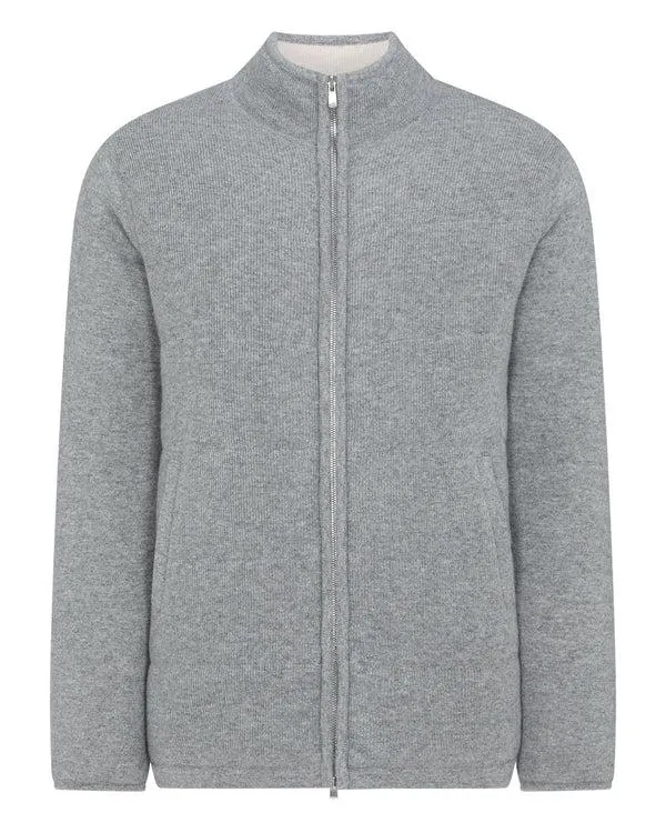 Men Men039s Rib Padded Cashmere JacketIn Flannel Grey Flannel Grey NPeal Coats and Jackets