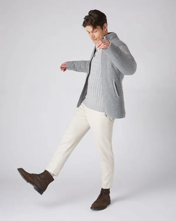 Men Men039s Rib Padded Cashmere JacketIn Flannel Grey Flannel Grey NPeal Coats and Jackets