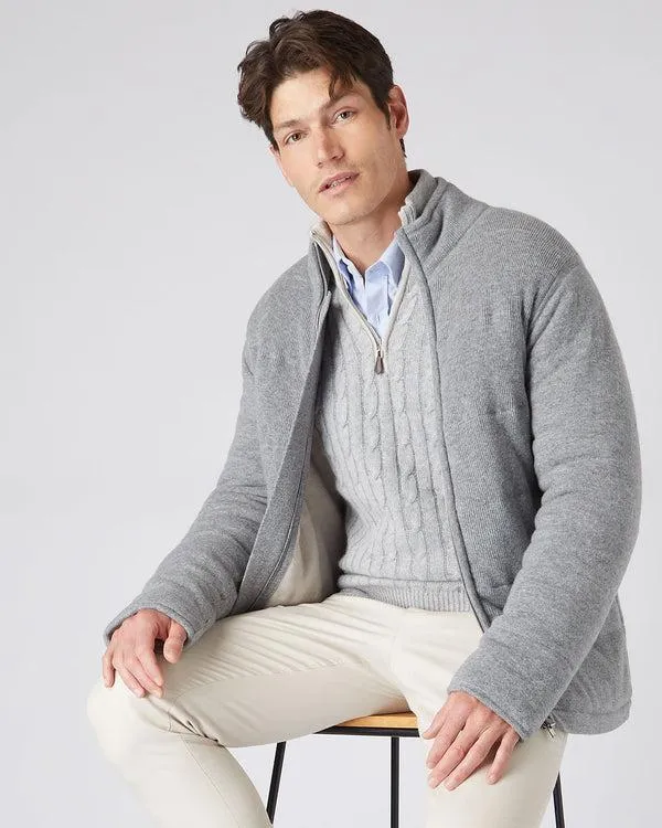 Men Men039s Rib Padded Cashmere JacketIn Flannel Grey Flannel Grey NPeal Coats and Jackets