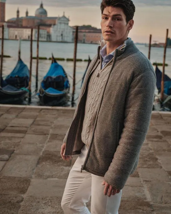 Men Men039s Rib Padded Cashmere JacketIn Flannel Grey Flannel Grey NPeal Coats and Jackets