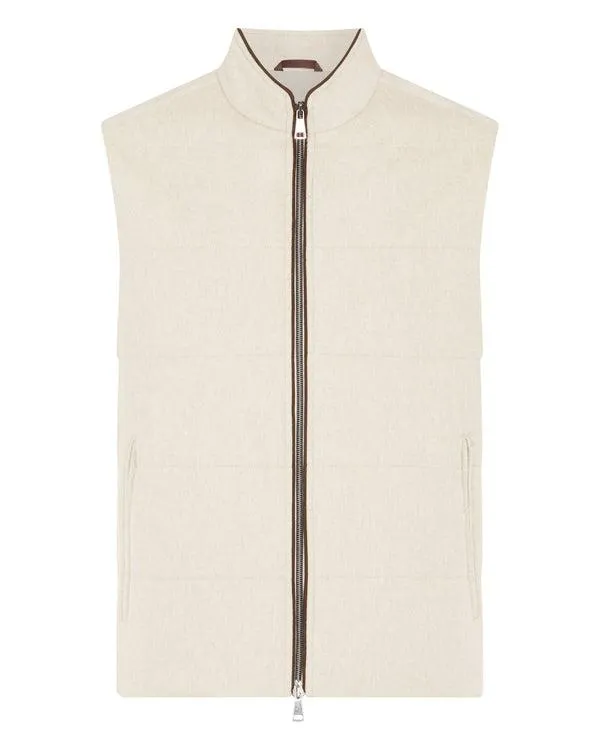 Men Men039s Rib Side Woven Cashmere GiletIn Oatmeal Brown Oatmeal Brown NPeal Gilets and Waistcoats