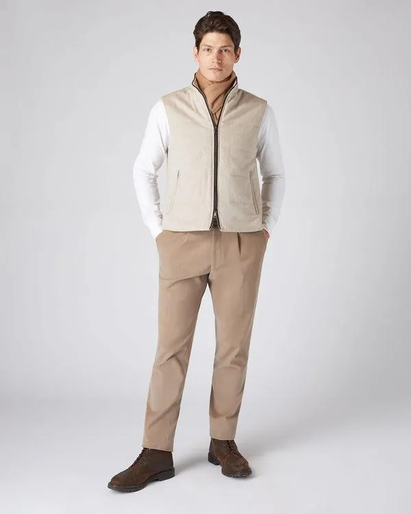 Men Men039s Rib Side Woven Cashmere GiletIn Oatmeal Brown Oatmeal Brown NPeal Gilets and Waistcoats
