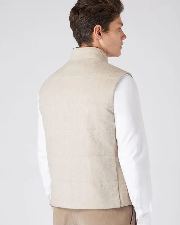 Men Men039s Rib Side Woven Cashmere GiletIn Oatmeal Brown Oatmeal Brown NPeal Gilets and Waistcoats