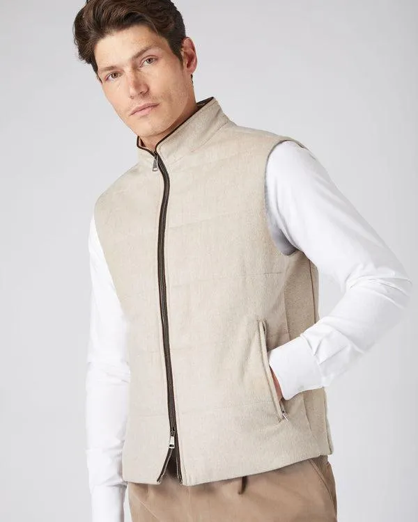 Men Men039s Rib Side Woven Cashmere GiletIn Oatmeal Brown Oatmeal Brown NPeal Gilets and Waistcoats
