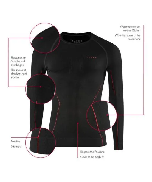 Men Men Long Sleeve Shirt Maximum Warm Space Blue FALKE Long Sleeve Shirts
