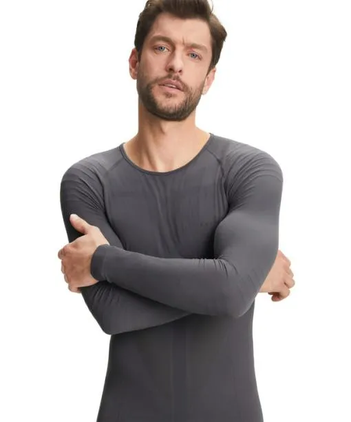 Men Men Long Sleeve Shirt Warm Concrete FALKE Long Sleeve Shirts