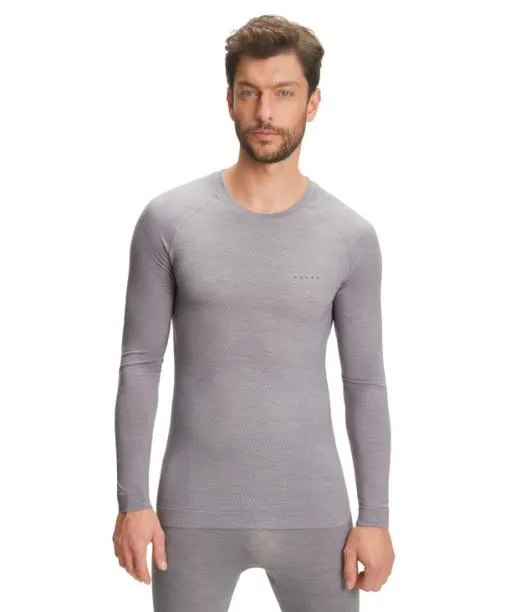 Men Men Long Sleeve Shirt WoolTech Light Grey FALKE Long Sleeve Shirts