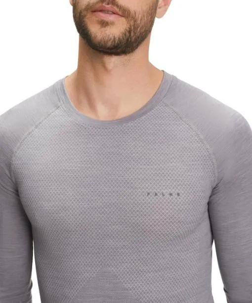 Men Men Long Sleeve Shirt WoolTech Light Grey FALKE Long Sleeve Shirts
