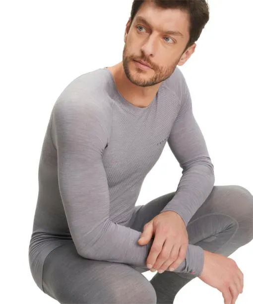 Men Men Long Sleeve Shirt WoolTech Light Grey FALKE Long Sleeve Shirts