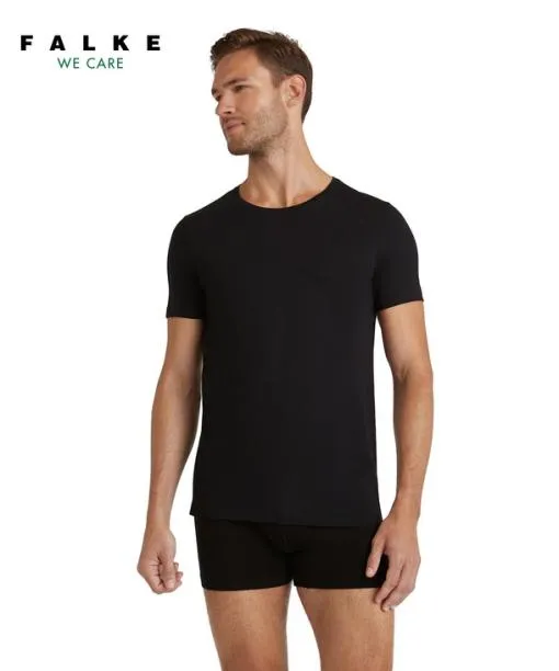 Men Men TShirt Roundneck Daily Natural Black FALKE Shirts