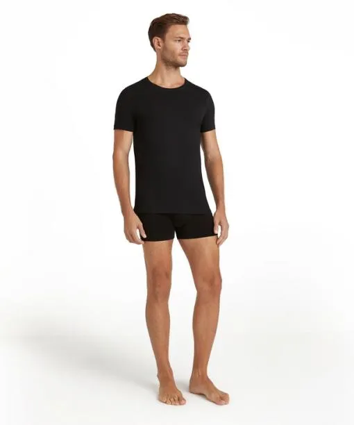 Men Men TShirt Roundneck Daily Natural Black FALKE Shirts