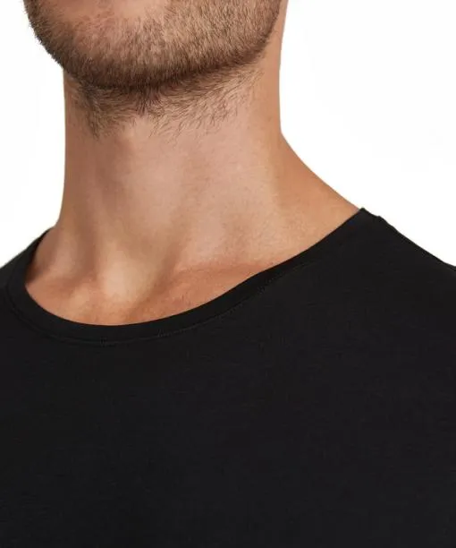 Men Men TShirt Roundneck Daily Natural Black FALKE Shirts