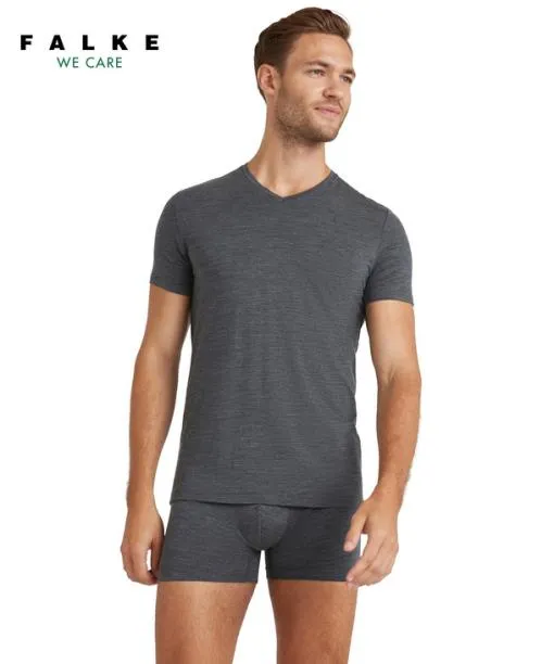 Men Men TShirt Vneck Daily ClimaWool Dark Grey FALKE Shirts