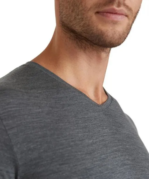 Men Men TShirt Vneck Daily ClimaWool Dark Grey FALKE Shirts