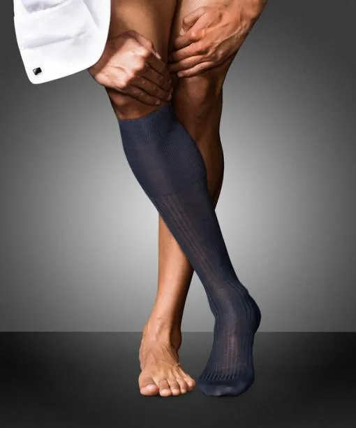 Men No 10 Pure Fil Dcosse Men Kneehigh Socks Dark Navy FALKE Knee High Socks