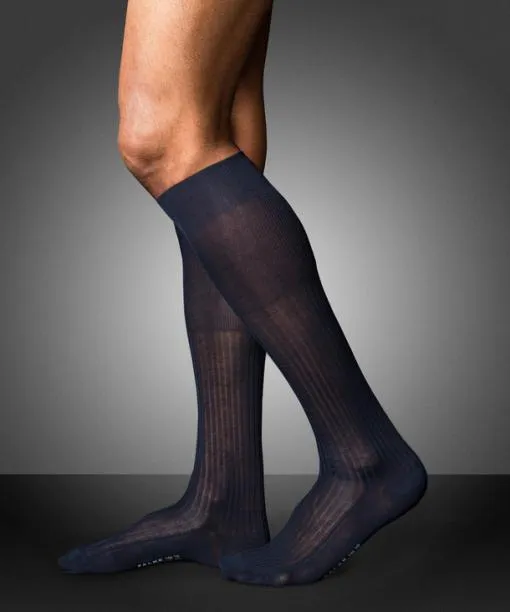 Men No 10 Pure Fil Dcosse Men Kneehigh Socks Dark Navy FALKE Knee High Socks