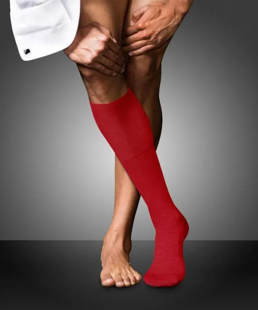 Men No 6 Finest Merino and Silk Men Kneehigh Socks Cardinal FALKE Knee High Socks