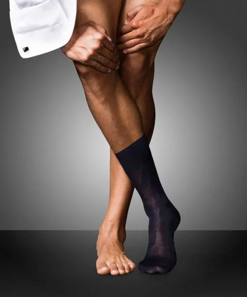 Men No 9 Pure Fil Dcosse Men Socks Dark Navy FALKE By Material