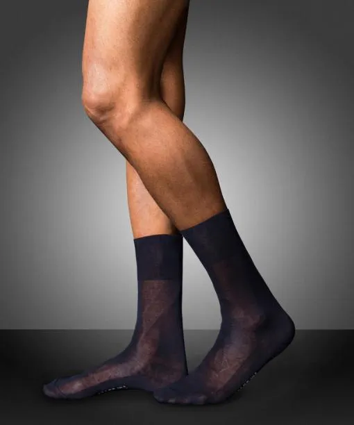 Men No 9 Pure Fil Dcosse Men Socks Dark Navy FALKE By Material