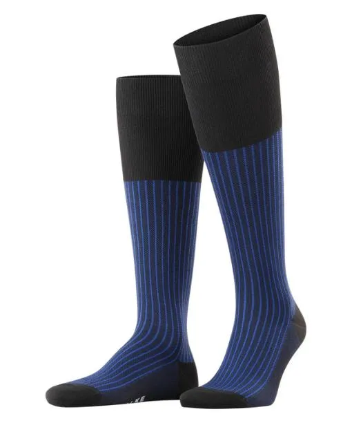 Men Oxford Stripe Men Kneehigh Socks Black FALKE Knee High Socks