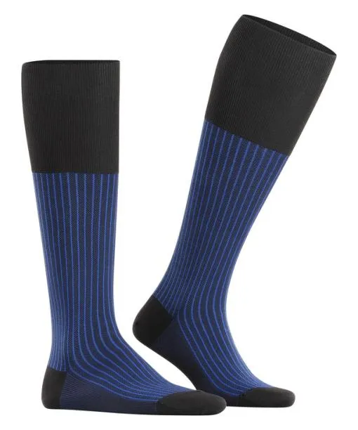 Men Oxford Stripe Men Kneehigh Socks Black FALKE Knee High Socks